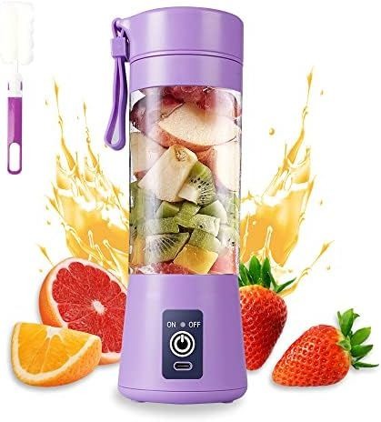 Portable Rechargeable Mini Juicer Blender - purple with fruit