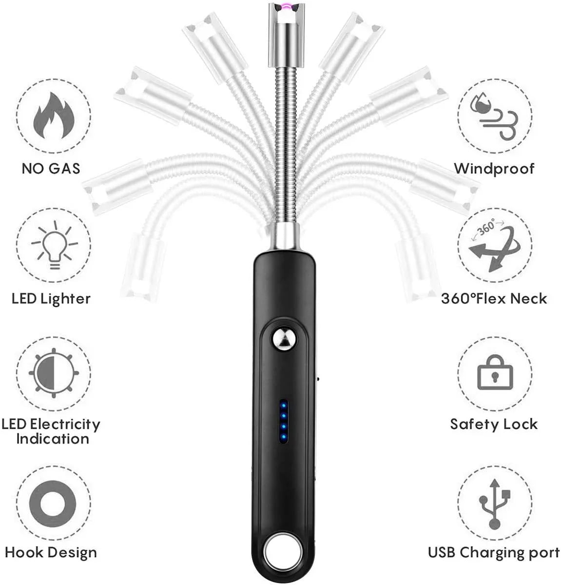 Electric Rechargeable Lighter – Windproof & Flameless