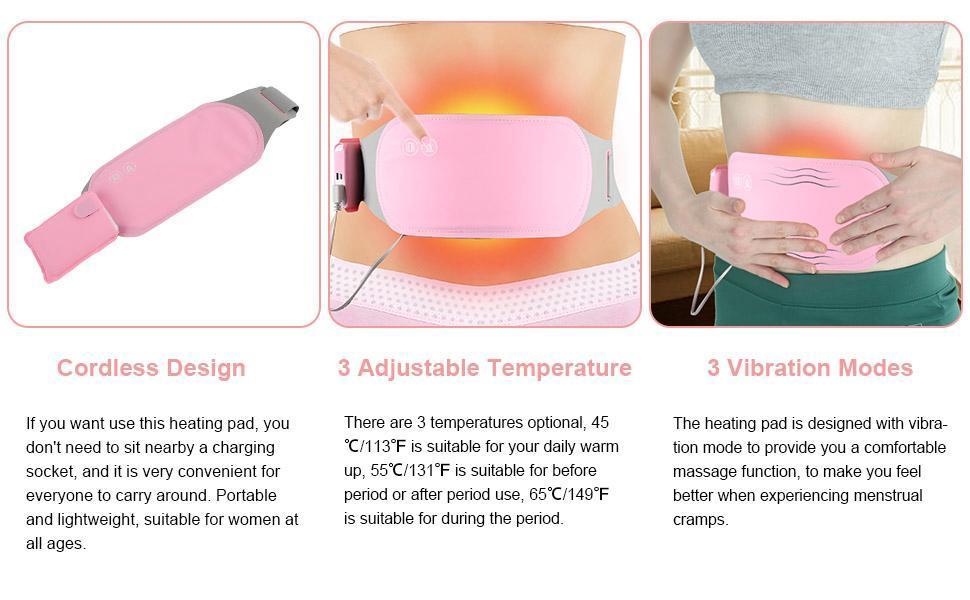 Portable Electric Period Cramp Heating Belt Pink TrendyHut