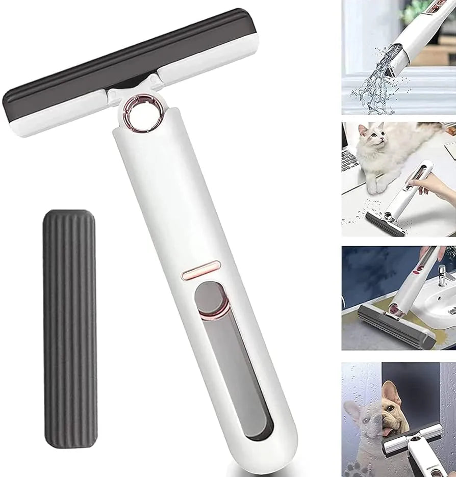 Portable Mini Mop, Mini Squeeze Mop Folding Car Window Wall Cleaner Window Wall Cleaner